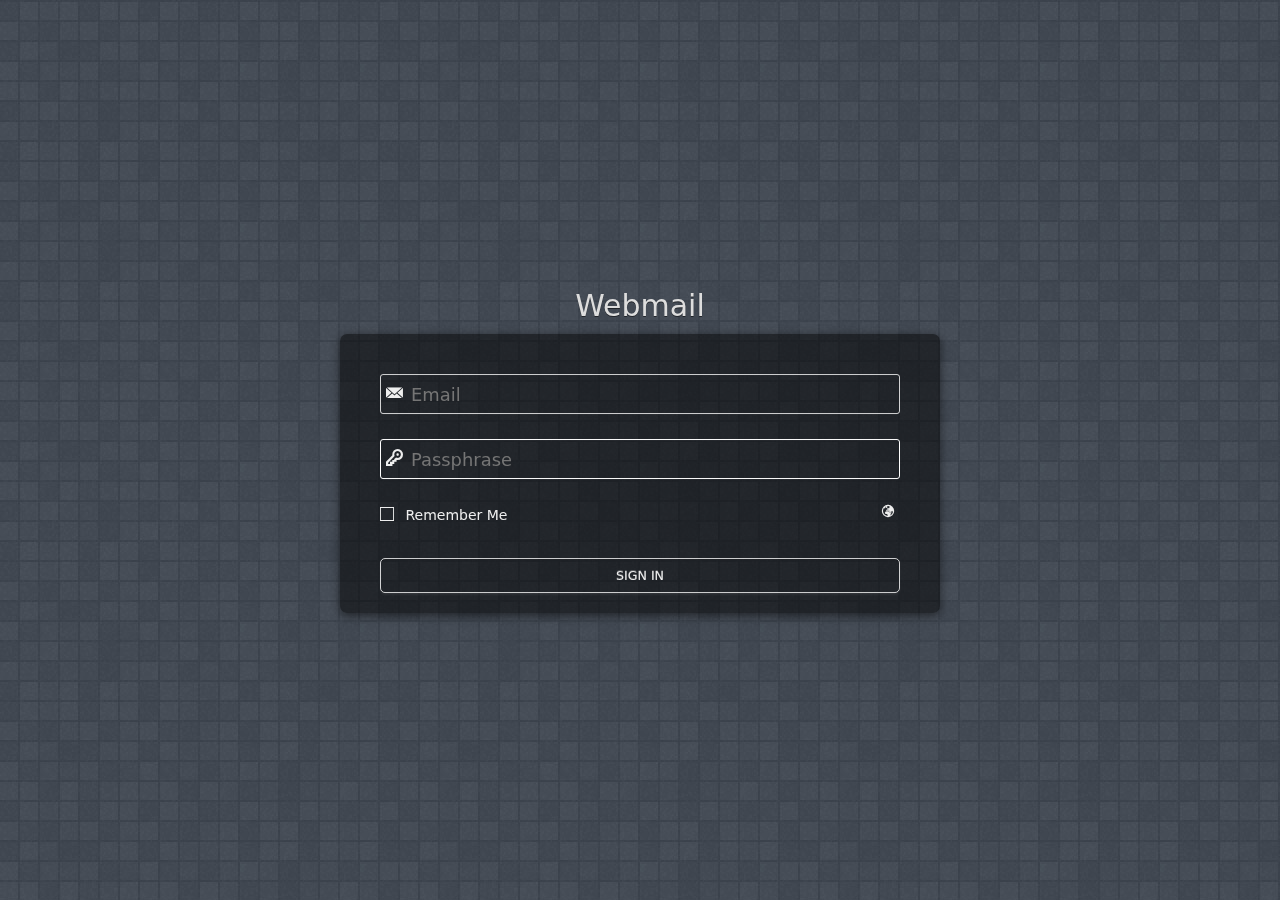 Screenshot-style webmail login screen with email and password fields